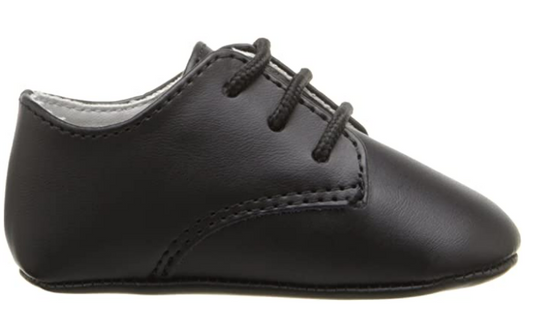 Baby Deer Black Leather Lace-Up Oxfords