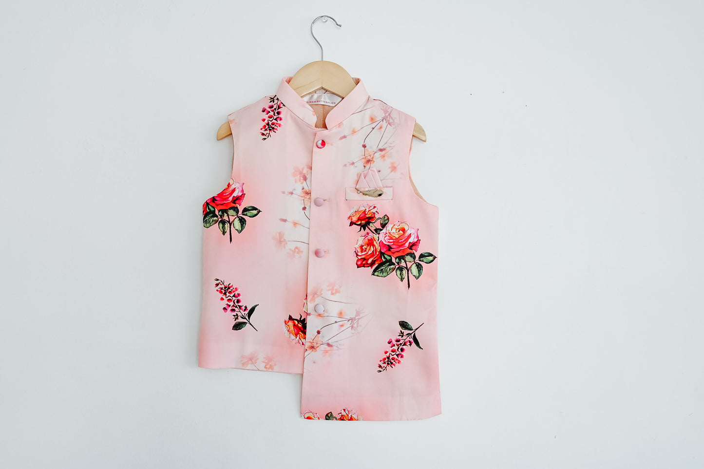 Peach Floral Waistcoat Set