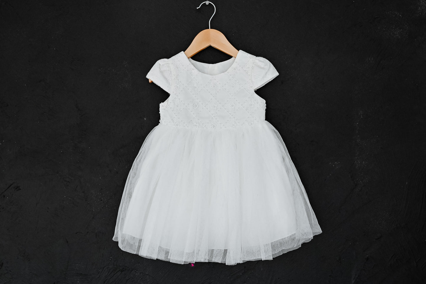 Ivory Pearl Party Dress with Large Bow